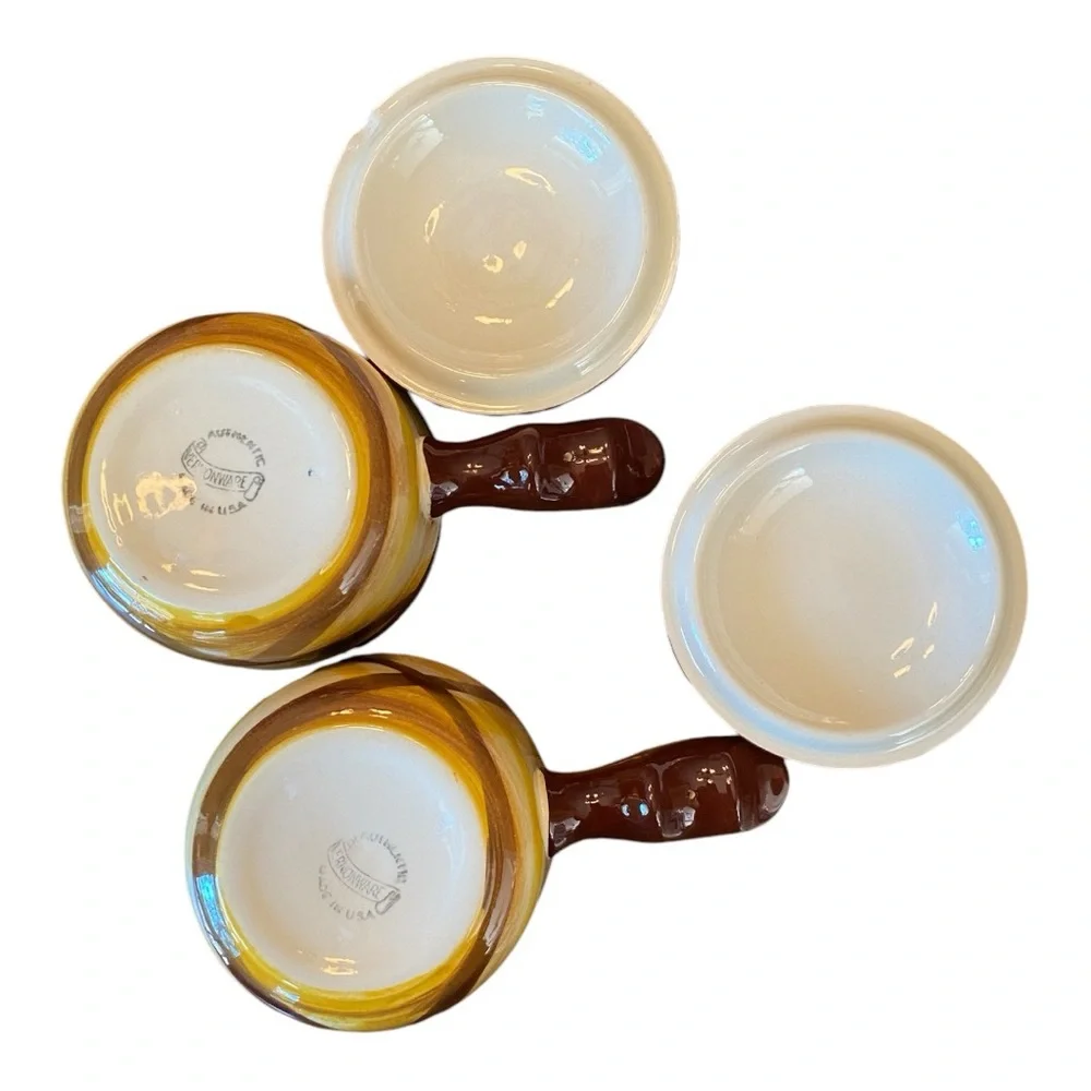 VTG Vernonware Organdie Covered Soup Bowls Handles Lids Set of 2 CA Pottery
